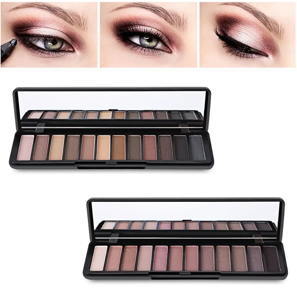 POPFEEL 12 Color Eyeshadow Palette Cosmetic Matte Waterproof Eyeshadow Nude Glitter Eyeshadow Palette Shimmer Make up Tool