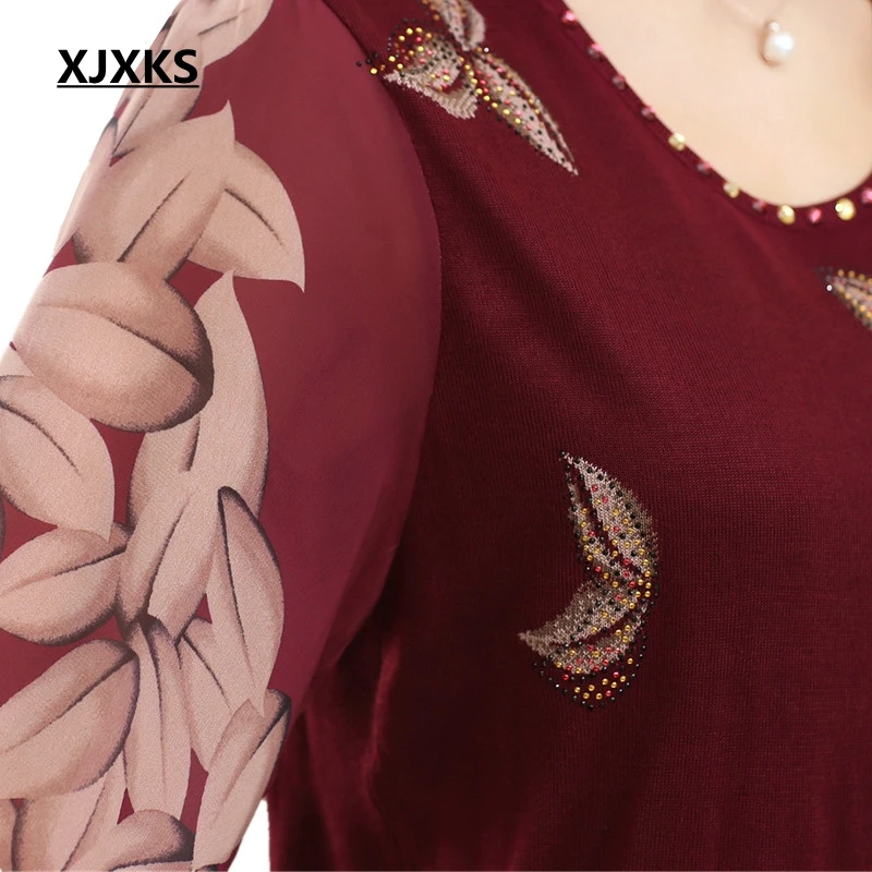 XJXKS Womens Jumpers 2020 Knitwear For Women Sweaters And Pullovers Comfortable Three Quarter Sleeve Thin Sweater Knitting Tops | Женская