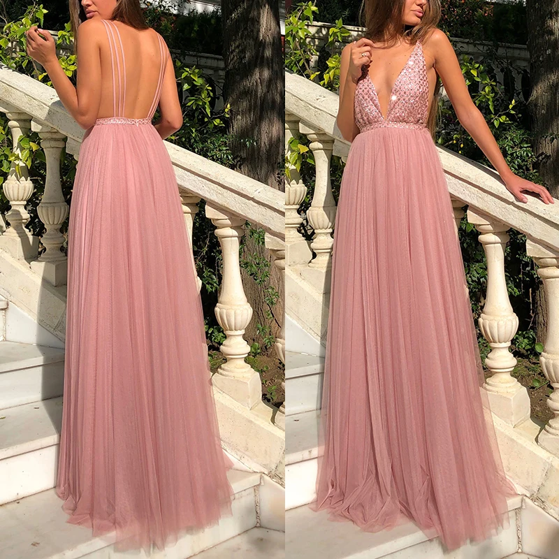 Элегантное праздничное вечернее сексуальные дамские женские на бретельках без