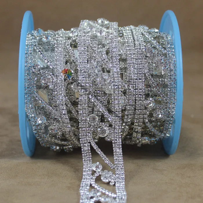 1 ярд 24 мм винтажная прозрачная цепочка из чешского хрусталя серебристого