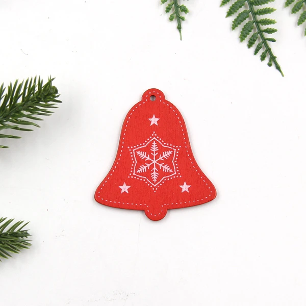 Red Bell 12 шт./лот DIY Белая и Красная рождественская елка/Сердце/Деревянные Подвески-украшения в виде звезд для дома Xmas Tree украшения Детские подарки украшения - Цвет: Red Bell