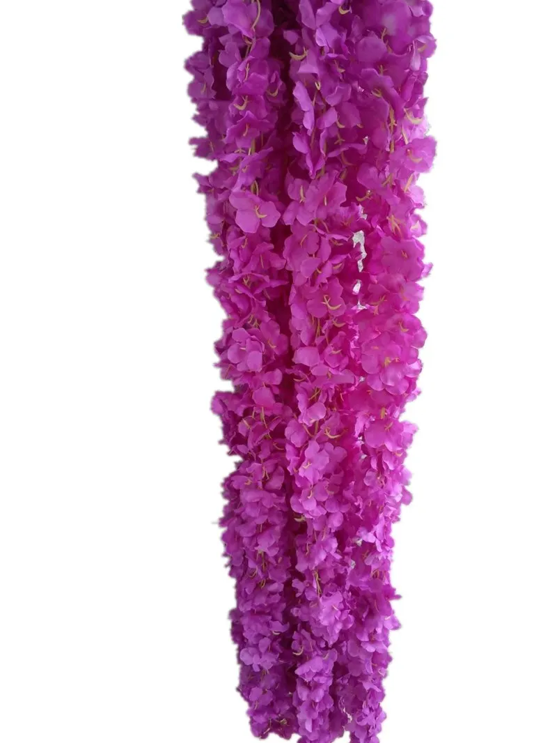 purple Высококлассные искусственные шелковые цветы гортензии гирлянда цветков глицинии для дома висящий орнамент Свадебные украшения поставки - Цвет: purple
