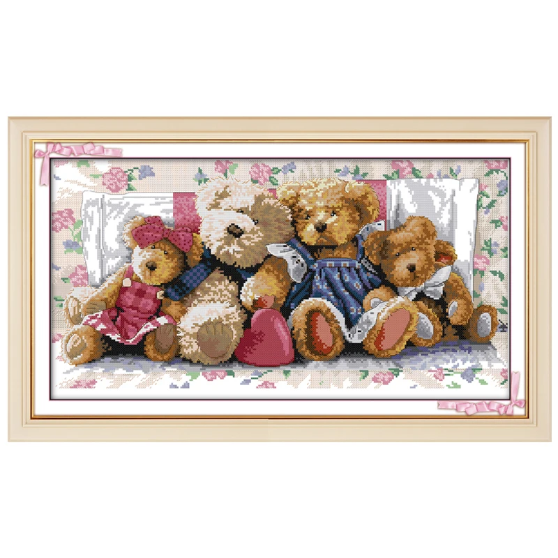 Вышивка крестиком Bear Family(1) наборы для вышивки 11 14 карат оптовая продажа китайских