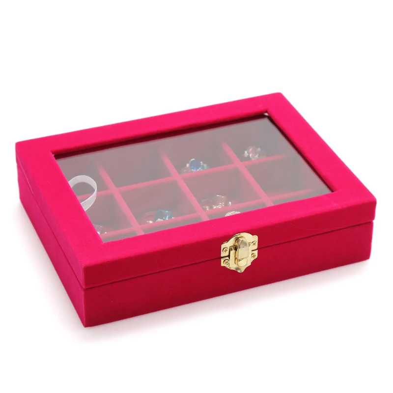 Anfei шкатулка Стекло крышка 12 Сетки Jewelry Box место браслет кулон Цепочки и ожерелья