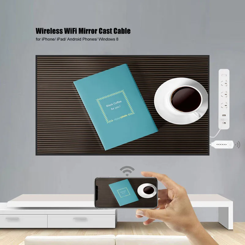 Беспроводной WiFi зеркальный литой кабель для MHL в HDMI конвертер 1080P HDTV адаптер iPhone