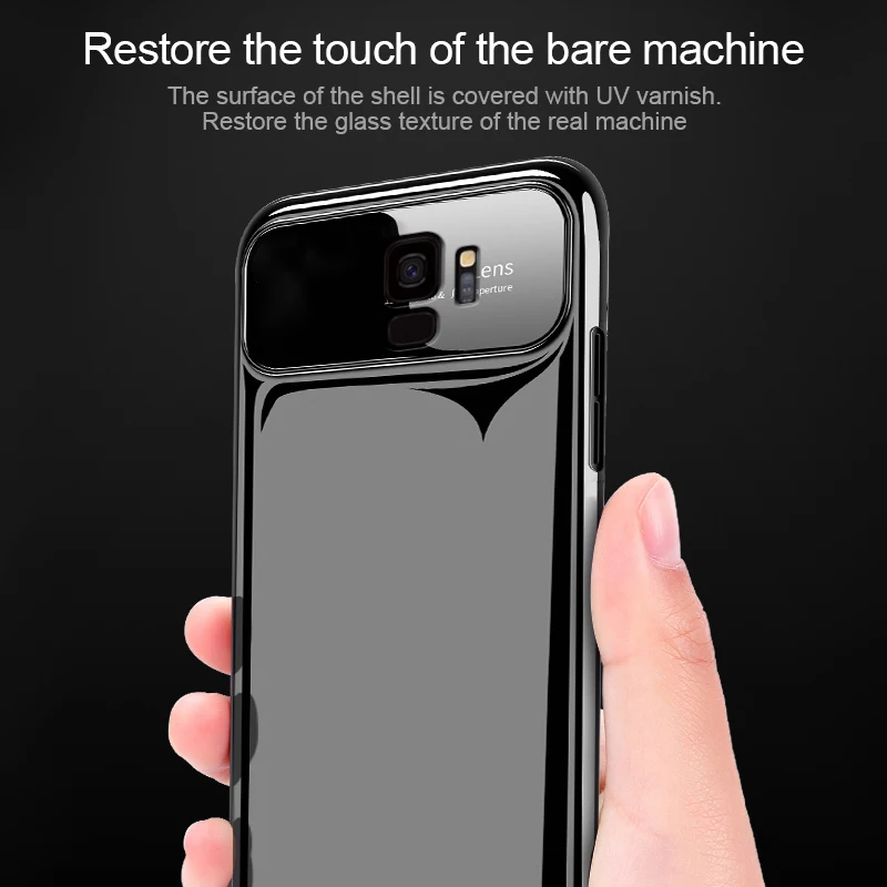 RZP Роскошный Жесткий чехол для телефона Samsung Galaxy S8 S9 Plus из закаленного стекла + PC