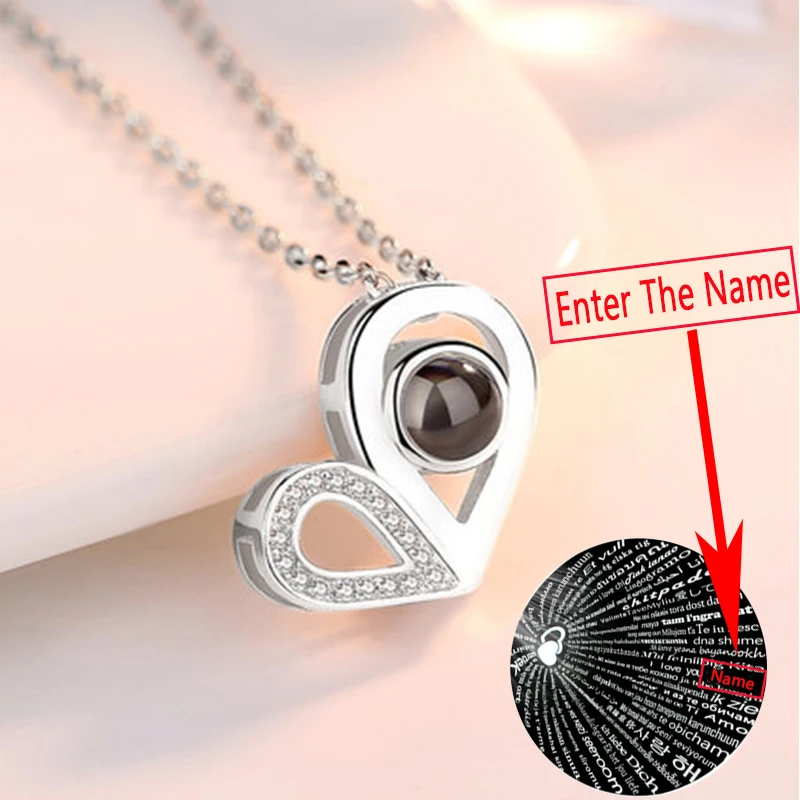 Пользовательское имя ожерелье 100 языков я люблю тебя проекция кулон Любовь