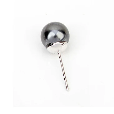 Женские серьги с искусственным серым жемчугом MOONROCY серебряная Сережка