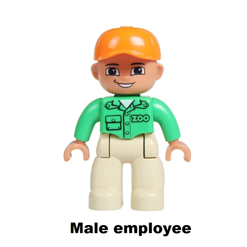 Male employee Большие частицы строительные блоки город профессиональная фигурка полицейский доктор DIY Кирпичи совместим с Duplo аксессуары игрушки подарок для ребенка - Цвет: Male employee