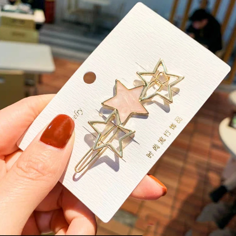 Korean Star Hairpin Sweet Japanese Sky Bangs Clip Women Hair Clips Geometric Starry Girls Ornament Jewelry | Детская одежда и
