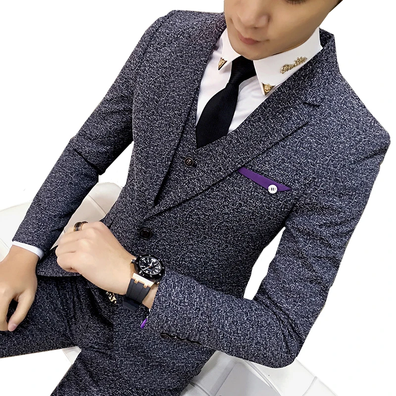 Мужской костюм 3 предмета Комплект (мужской куртка + жилет брюки) Бизнес Свадебные