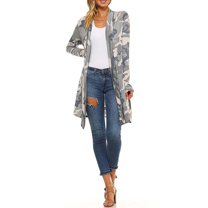 2019 осеннее камуфляжное пальто для отдыха повседневные женские топы длинная