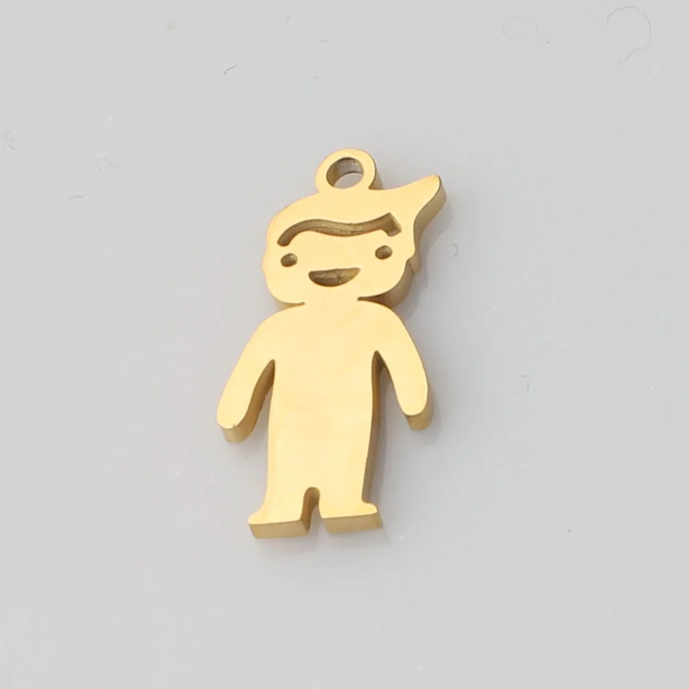 boy in gold Fnixtar зеркальная полировка из нержавеющей стали для мальчиков и девочек очаровательные Разъемы DIY ручной работы Любовь День Святого Валентина ювелирные изделия 20 шт./лот - Окраска металла: boy in gold