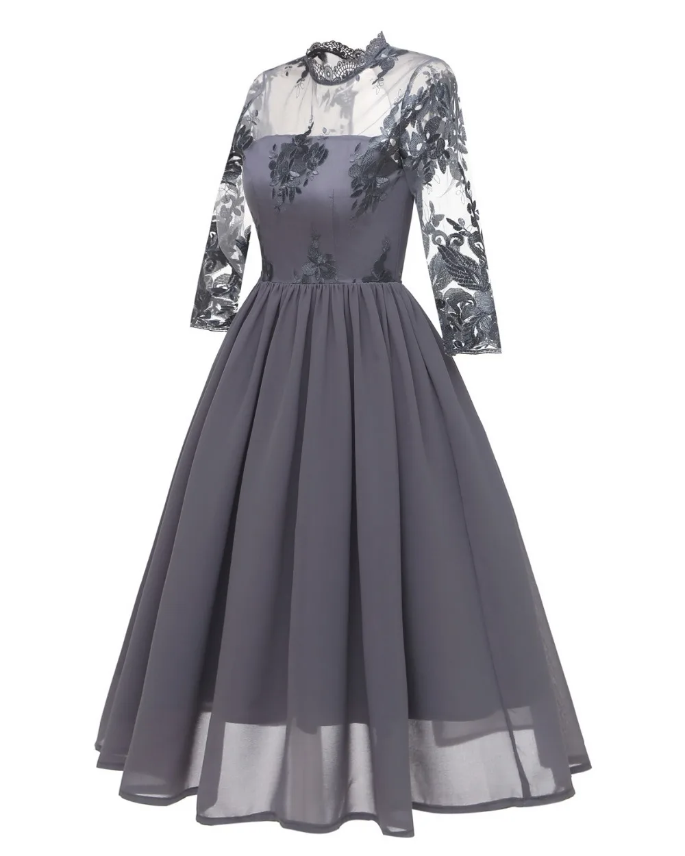 CD1661H# кружевное вышитое шифоновое короткое плиссированное платье подружки невесты серое свадебное платье для выпускного вечера модной одежды