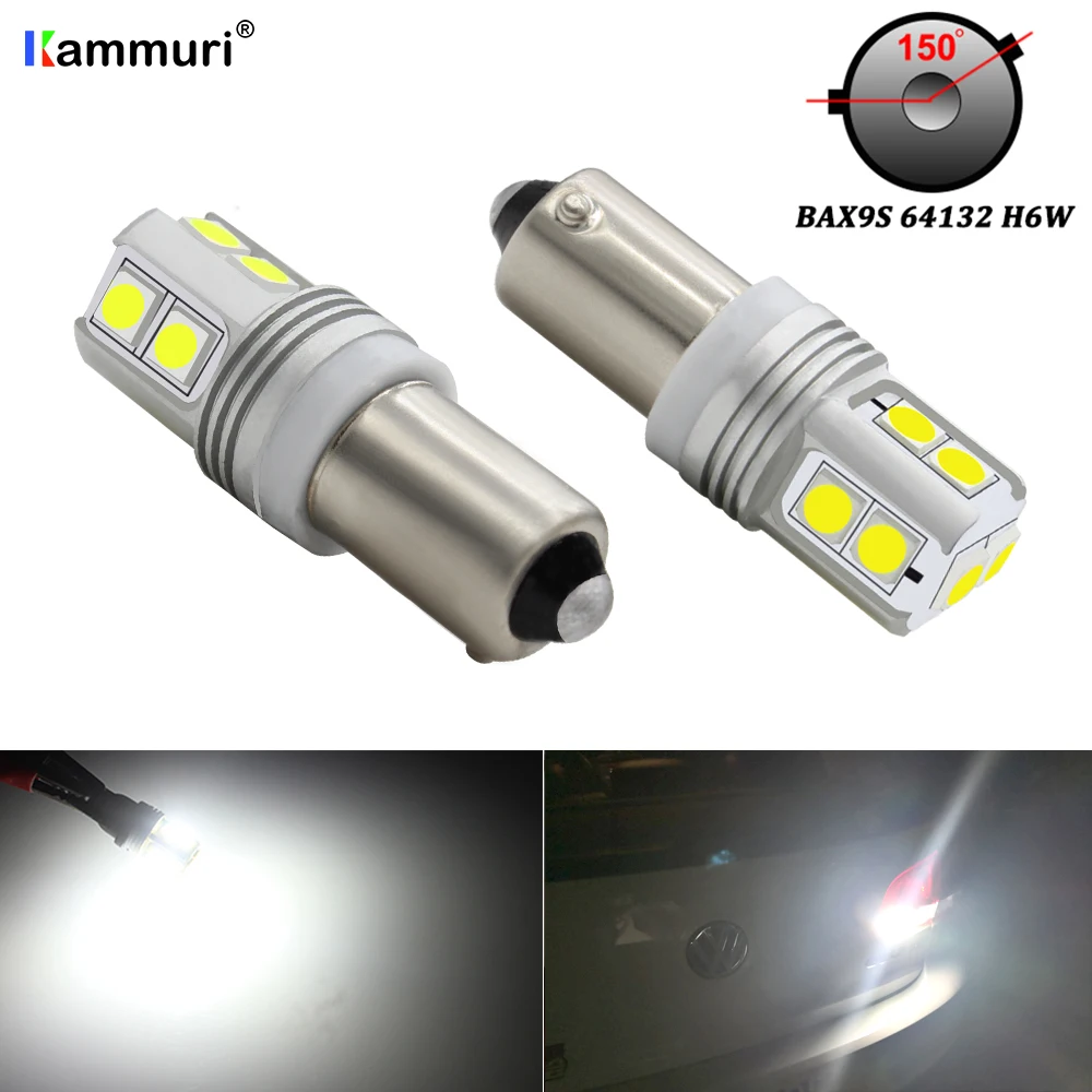 Ксеноновые Белые Canbus без ошибок 10SMD BAX9S H6W Светодиодные лампы для заднего хода