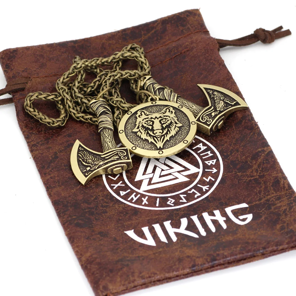 Скандинавский Викинг odin Волк и Ворон ожерелье с подвеской в форме руны для