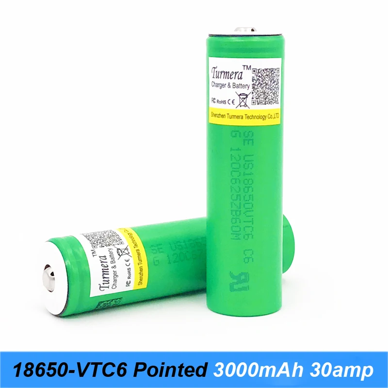 100% оригинал 3 6 V US18650 батарея VTC6 с заостренным (без PCB) для 18650 3000mAh 30A блок питания