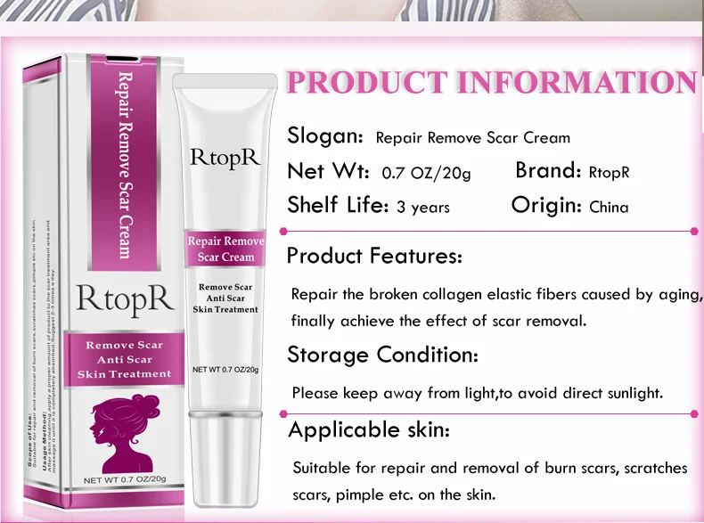 

RtopR Acne Scar Stretch Marks Remover Cream Skin Repair Face Cream Acne Spots Acne Treatment Blackhead Whitening Cream Skin Care