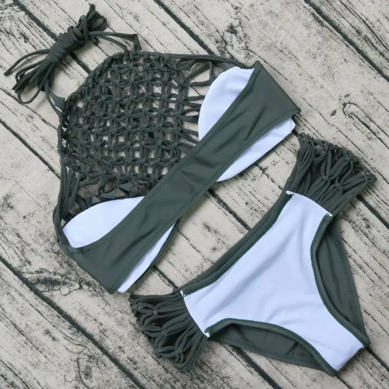 Ручной работы сетчатые крючком бикини купальный костюм 2017 Для женщин