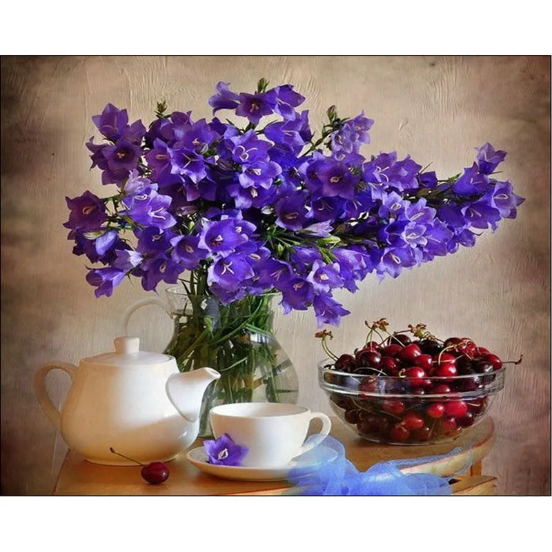

YIKEE Purple Flowers Diamond Painting Wall Decor Full Square Rhinestone Pasted Diamond Embroidery Pattern Gift k158