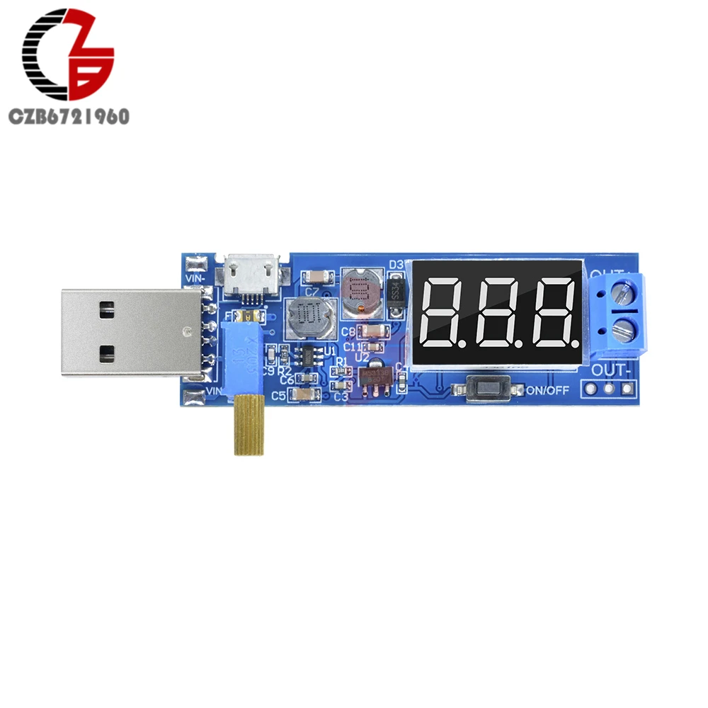 Цифровой преобразователь напряжения USB/Micro USB 5 В 1 2 24 Регулируемый регулятор