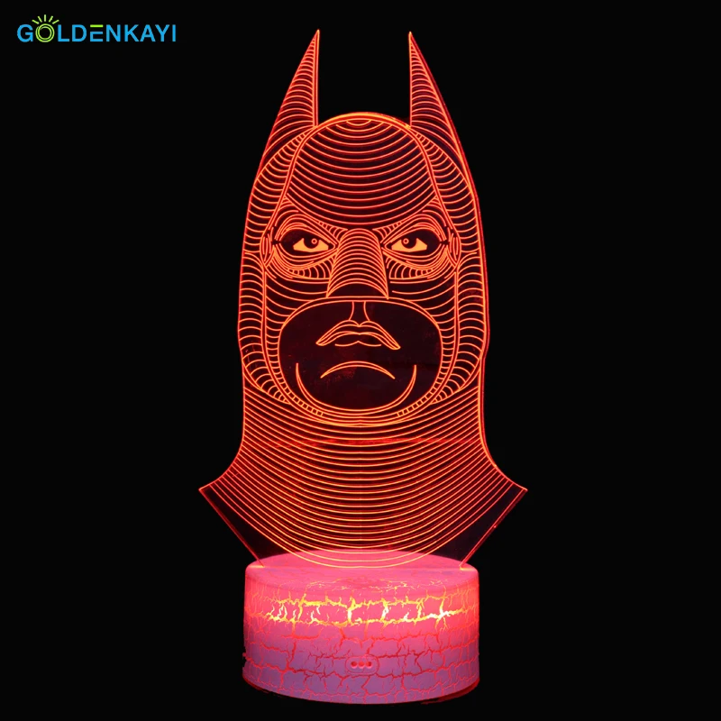 3D LED голова Бэтмена Оригинальное ночное освещение атмосфера визуальная луна