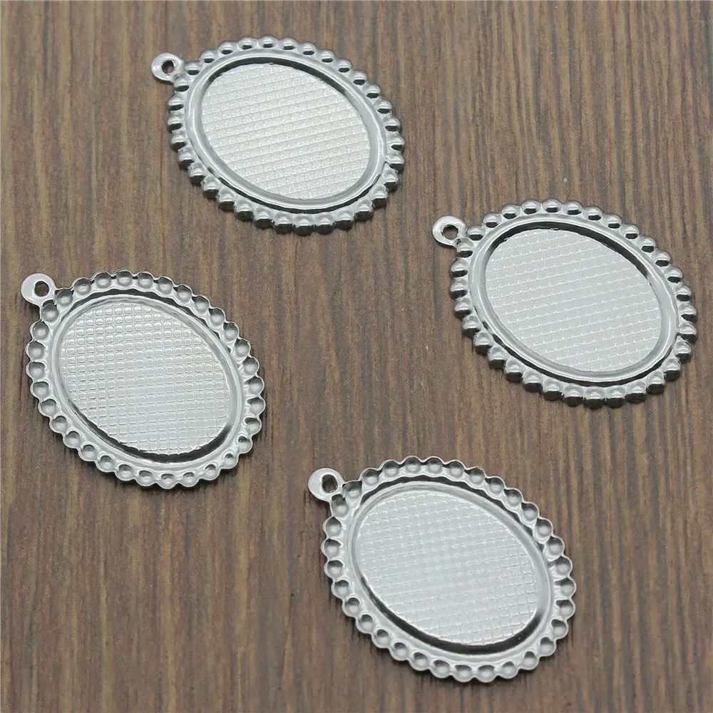 

10pcs Fit 18x25mm 13x18mm Oval Glass Cabochon Stainless Steel Material Base Setting Charms Pendant Tray