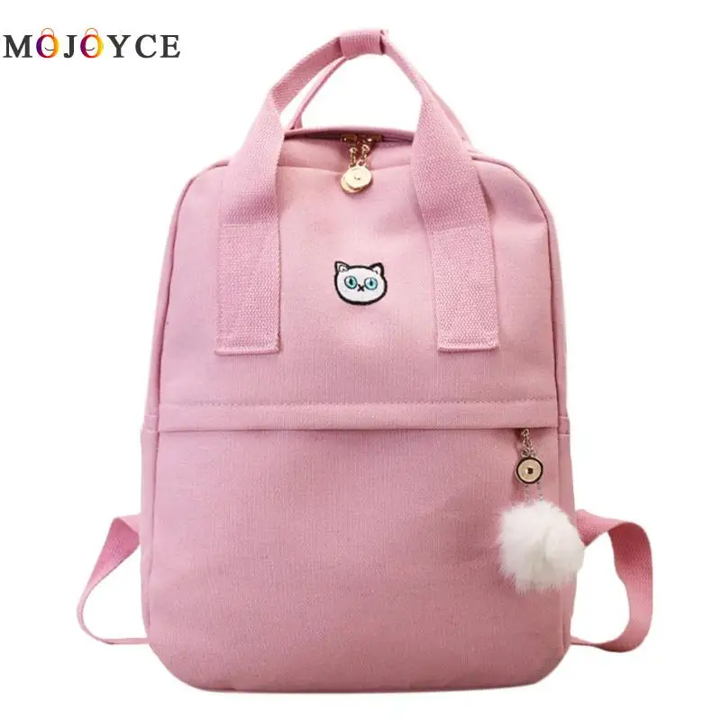 Preppy Style Women Girls Canvas Backpack Teen Vintage Casual Shoulder School Backpack korean style Rucksack Mochila Feminina - Цвет: Розовый