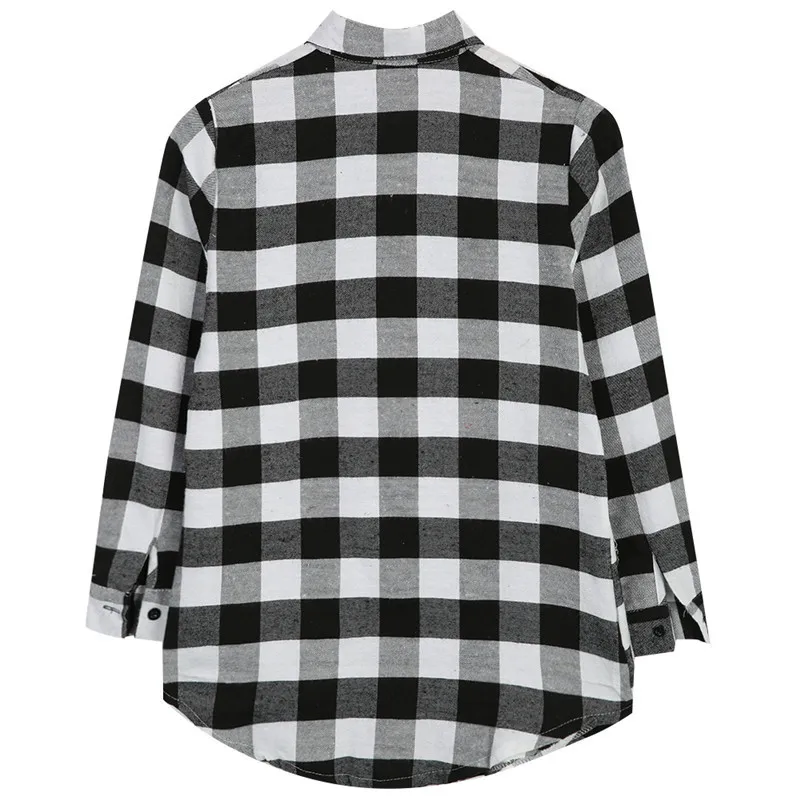 

hirigin Fashion Women Long Sleeve Blouse Plaid Print Shirts Single Breasted Cotton oversize steert cool hip-pop Shirt female