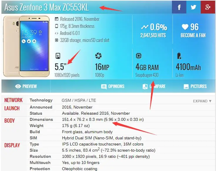 Оригинальный Для Asus Zenfone 3 Max ZC553KL ЖК-дисплей сенсорный экран 5 &quotдигитайзер сборка
