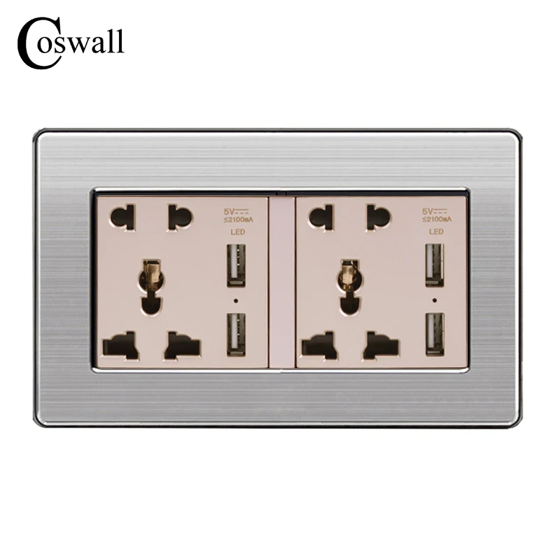 COSWALL настенная розетка двойная универсальная 5 отверстий с 4 USB Смарт индукция