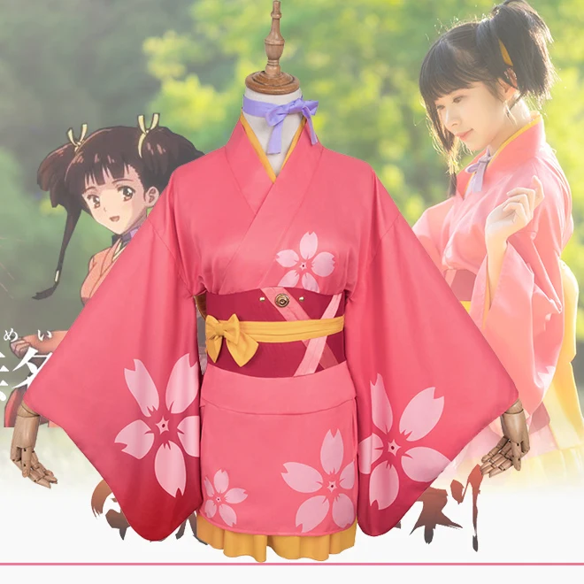 

New Anime KABANERI OF THE IRON FORTRESS Mumei Daily Kimono Style Dress Cosplay Costume Cute