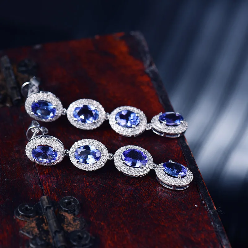 LOVERJEWELRY Винтаж Овальный 5x7 мм одноцветное 14kt белого золота с бриллиантами серьги