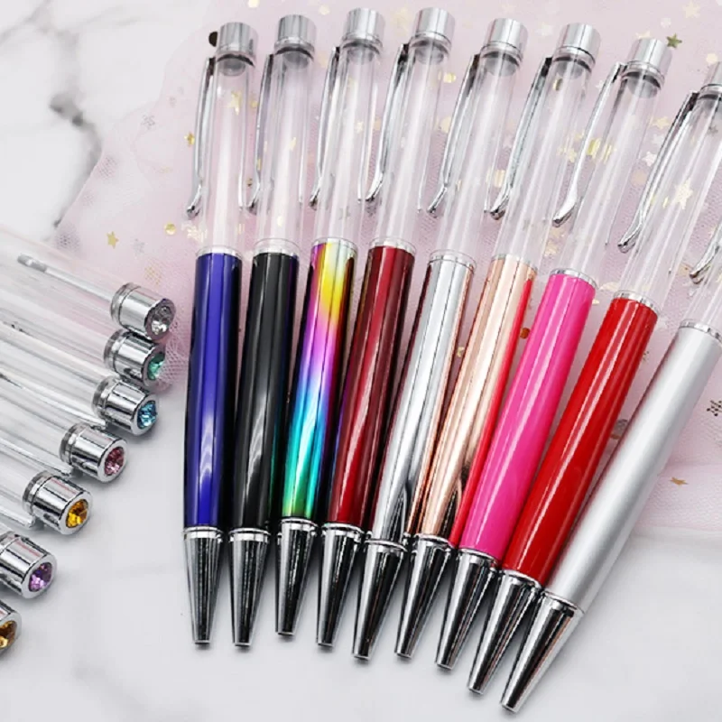 50Pcs Empty Ballpoint Pen Metal DIY Crystal With Diamond Ball Pens Colorful no Copper no Oil Writing Pen Luxury Gifts Wholesale