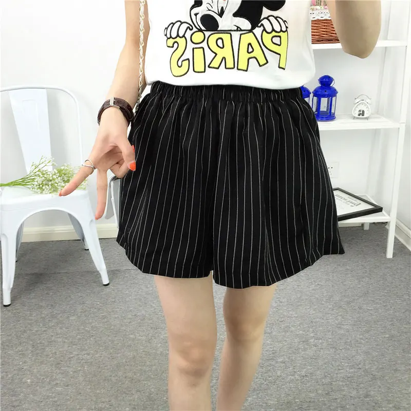 BIVIGAOS Лето Мода и досуг Для женщин Высокая талия широкие шорты черные