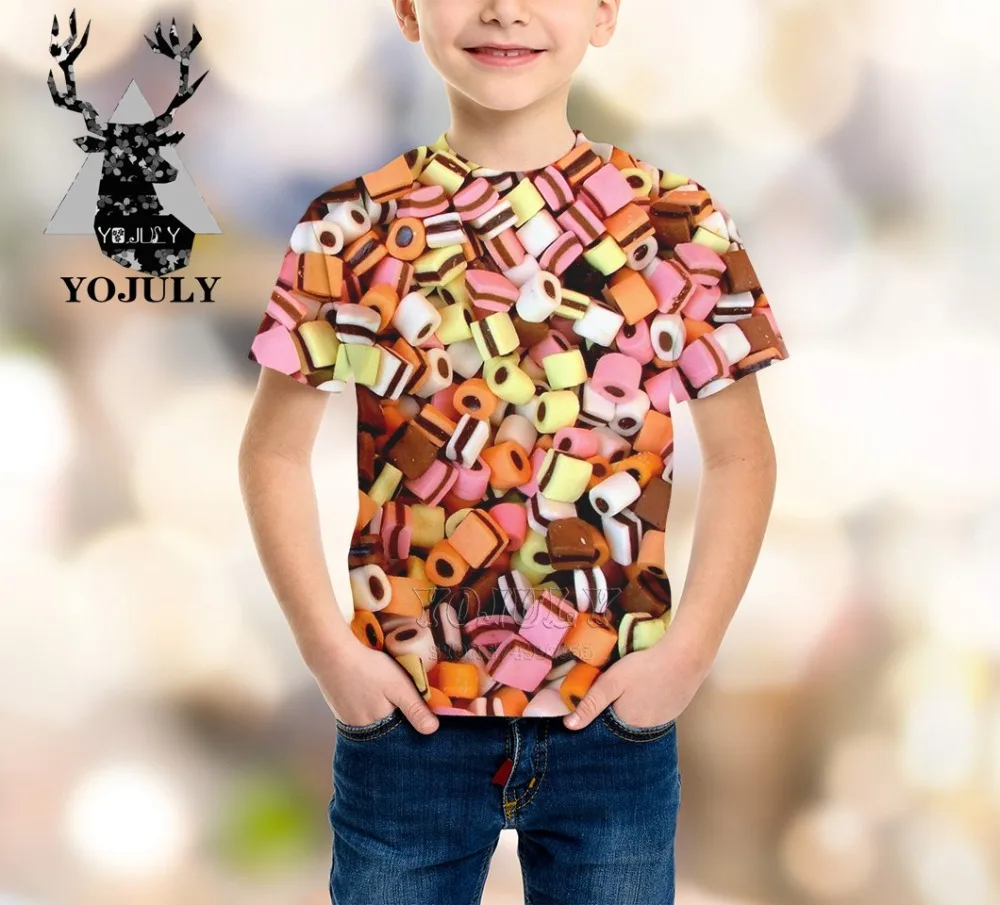 YOJULY картофеля-фри печенье для мальчиков и девочек подростков 3d Футболка с принтом для детей, стильное джинсовое платье с коротким рукавом в стиле кэжуал футболки детская одежда летние A89