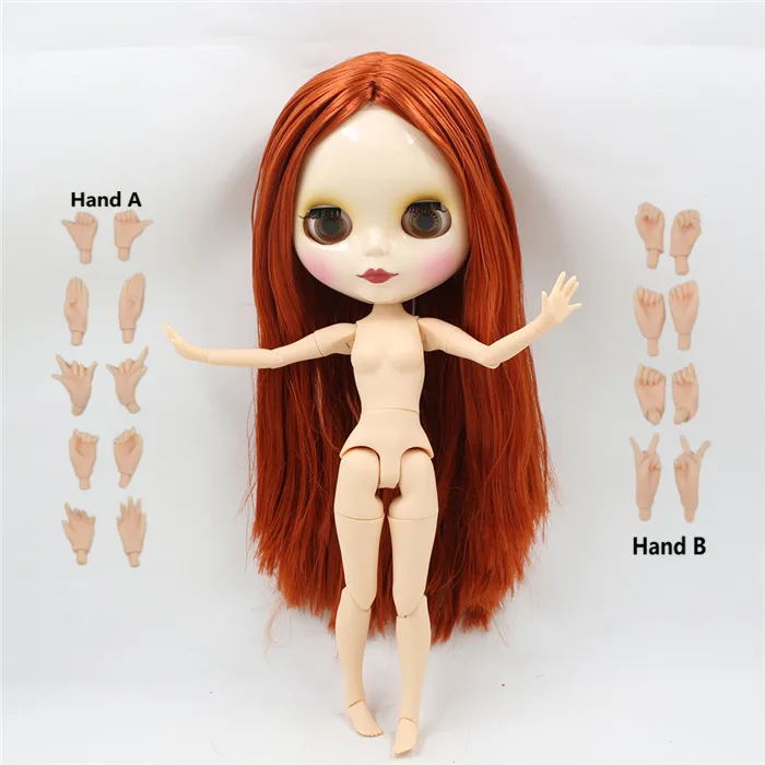 like the picture Игрушка в подарок, 30 см, 1/6, Заводская кукла Blyth 230BL0374, коричневые, красные прямые волосы, белая кожа, шарнир, тело, Нео, bjd, Обнаженная кукла - Цвет: like the picture