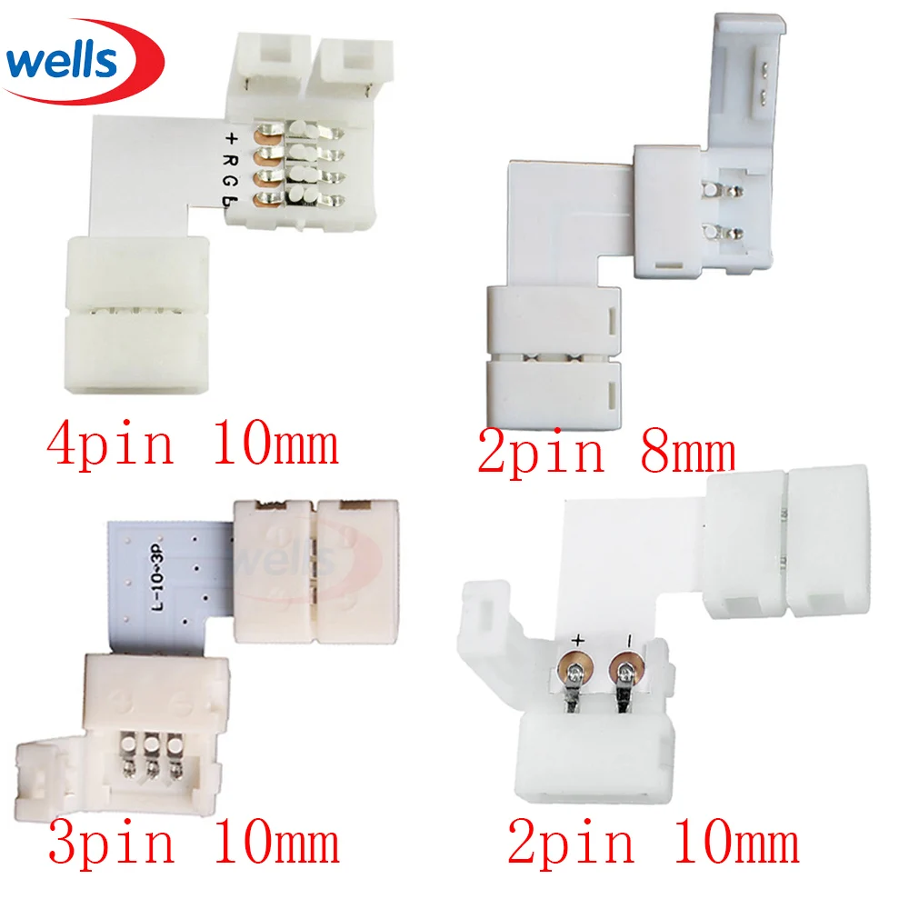 Best pricel 2Pin 3pin 4 Pin 8 мм 10 L Форма LED разъем для подключения углу правый угол 3528 2811 2812 5050