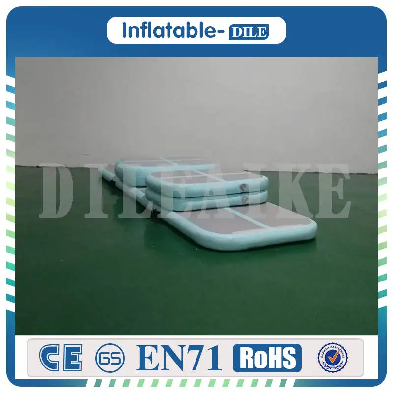 Mint green Хит, набор(5 шт.) надувная воздушная дорожка, качающийся пол, гимнастика, Тренировочный Коврик, тренажерный зал, тхэквондо, воздушная подушка с воздушным насосом - Цвет: Mint green