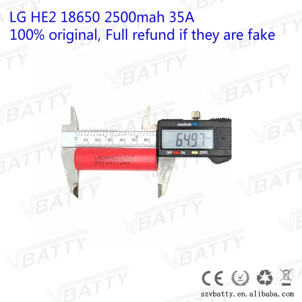 1 шт ForLG HE2 Li-Ion Тип сотового 18650 HE2 2500mAh 3,7 V аккумуляторная батарея forLG