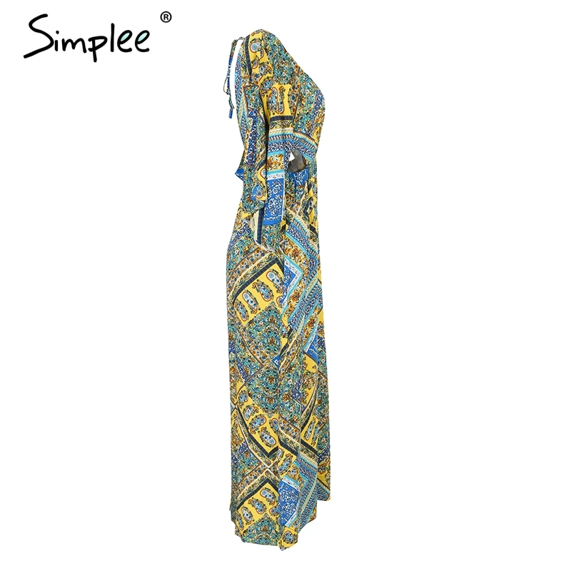 Simplee спинки на шнуровке Макси летнее платье женские свободные цветочным принтом