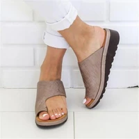 women pu leather shoes comfy platform flat sole ladies casual soft big toe foot correction sandal orthopedic bunion corrector