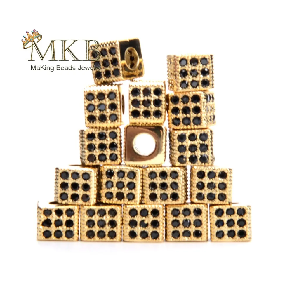 Квадратные бусины 5 шт./лот с микрозакрепкой из фианита для изготовления