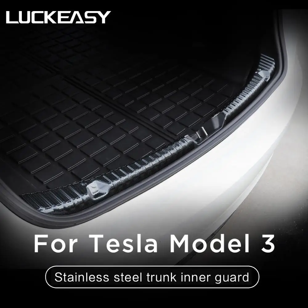 LUCKEASY внутренняя защита багажника из нержавеющей стали для Tesla Model 3 2017-2019 защитная