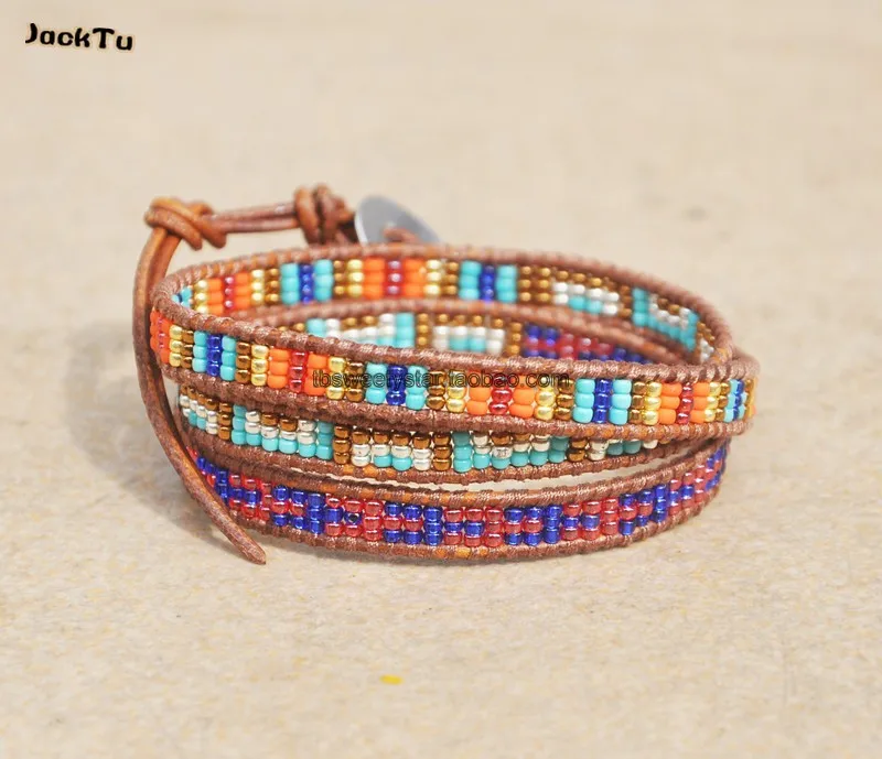 

adjustable multicolor seed beads 3 wrap bracelet bead bracelet