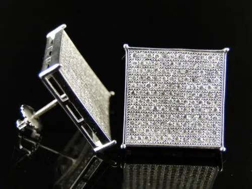 Micro pave AAA кубического циркония 8*8 квадратная Корона cz золото Винт Назад золотые серьги для мужчин