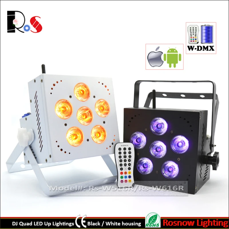 Образец 6x18 Вт RGBWA + UV 6 в 1 2 4 г W-DMX и IRC встроенный на батарейках DJ quad LED PAR-прожектор