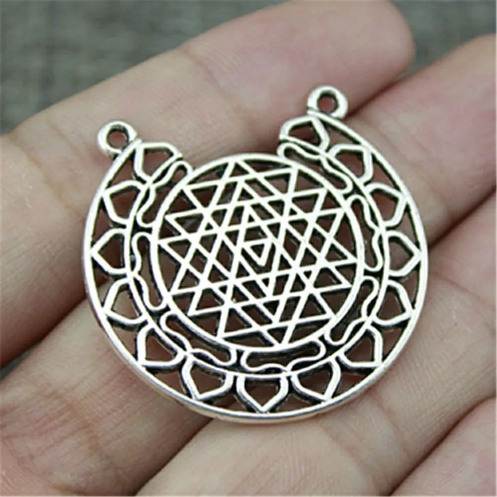 WYSIWYG 2 шт 35x35 мм цветок полые Шарм Подвески Шри Янтра шаблон кулон|charm charm|diy jewelry