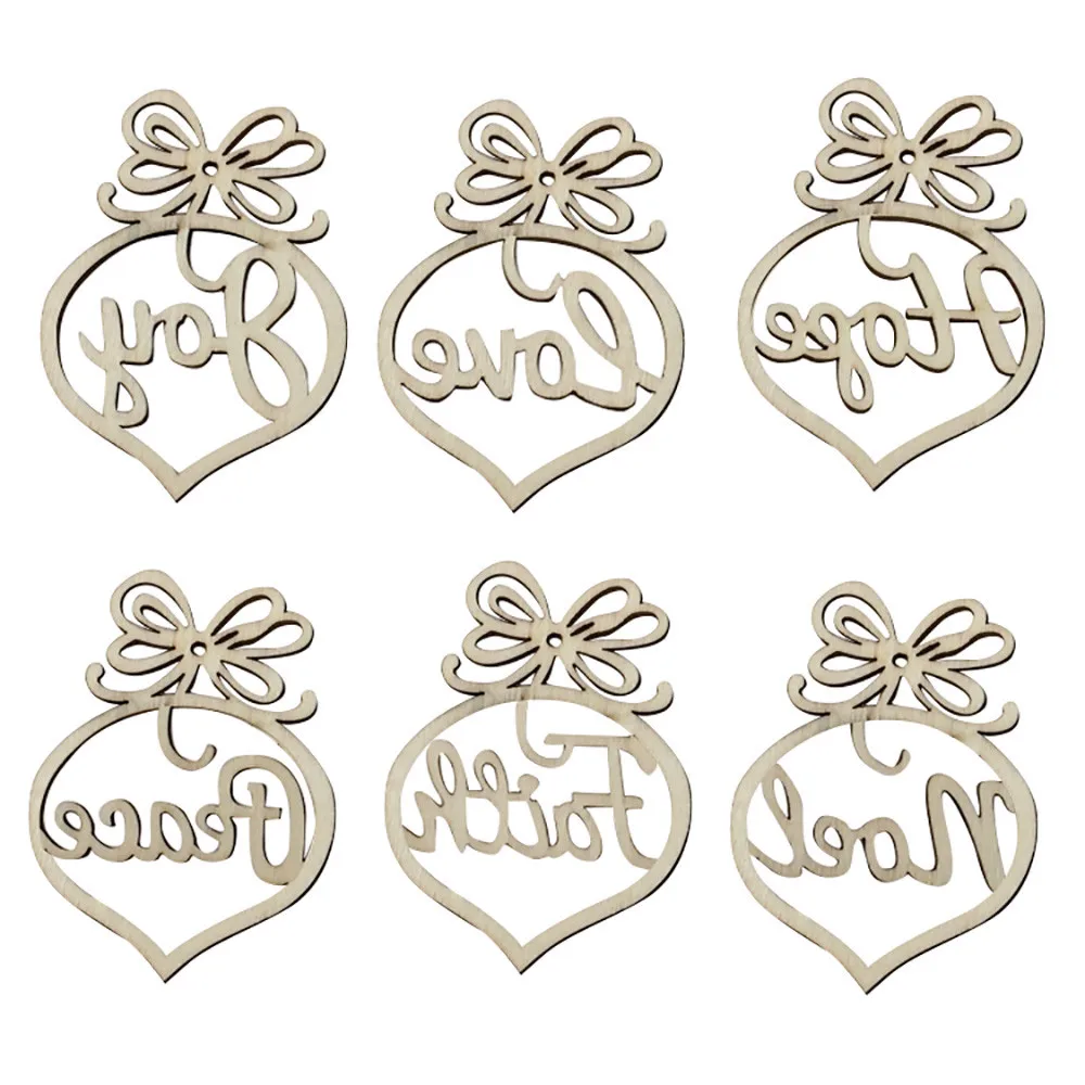 6 шт. Рождественские шары украшения деревянные круглые безделушки бирки