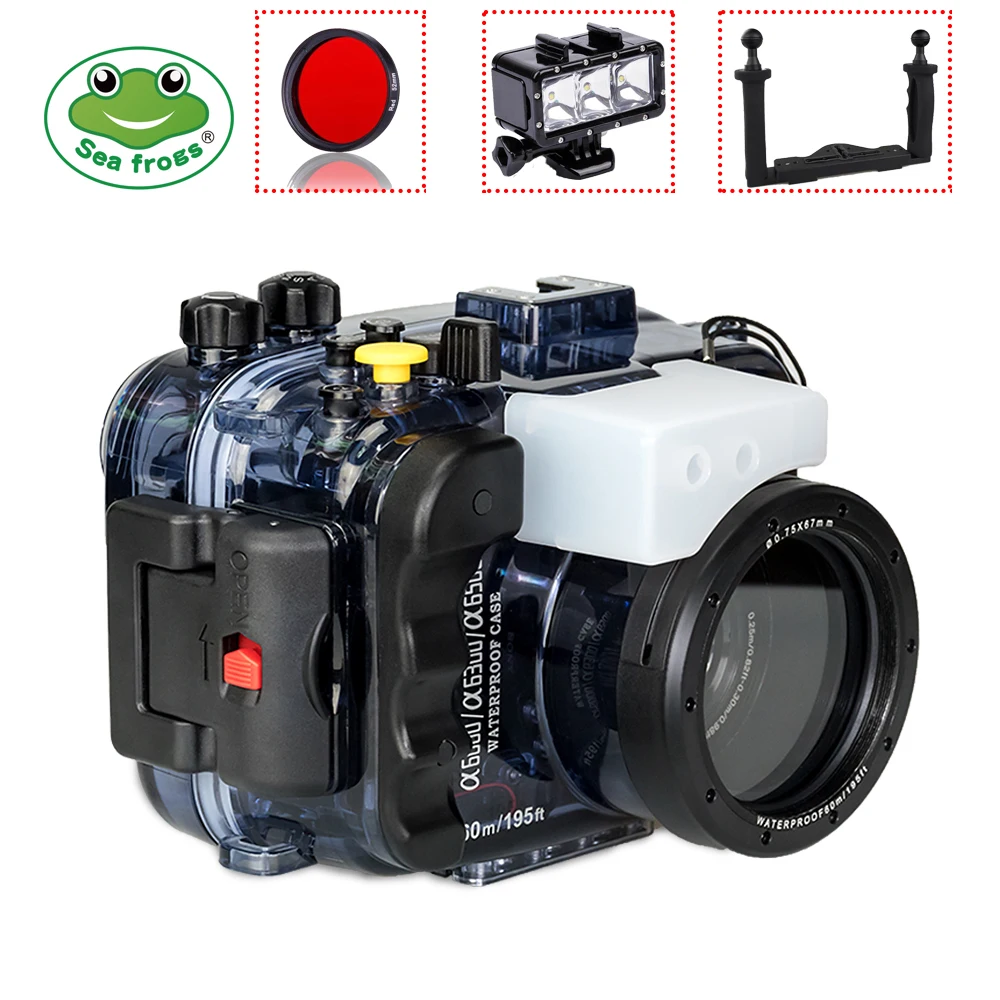 Водонепроницаемый чехол для подводной камеры Seafrogs 195FT/60M Sony A6500 A6300 A6000 с двойным